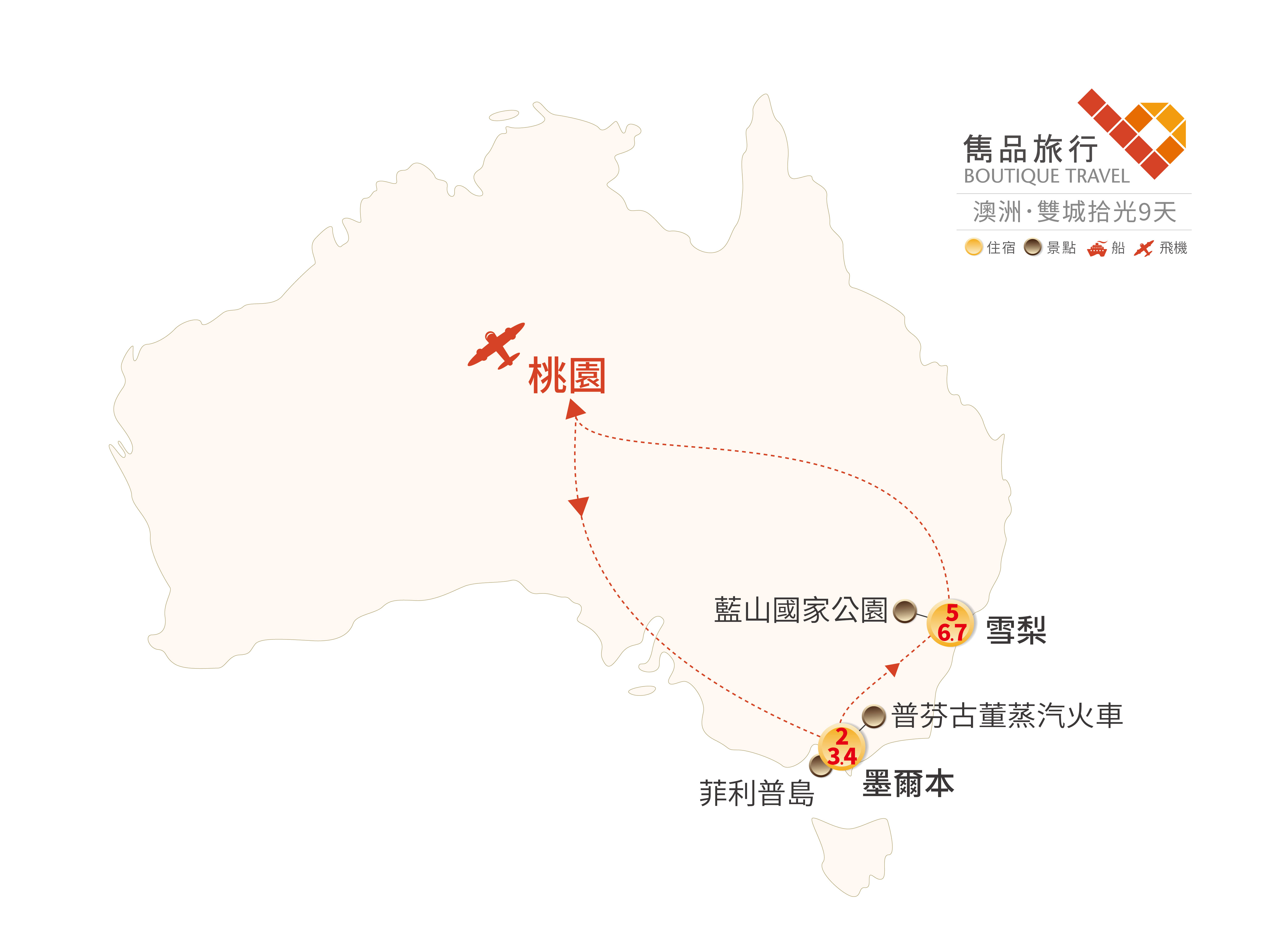 澳洲 旅行地圖-澳洲．雙城拾光9天